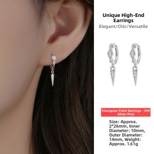 OUGUI | Wave Shape Cone Rhinestone Studded 999 Silver Ear Clips