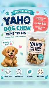 YAHO Dog Chew Bone Treats | 9cm Bone-Shaped Dog Snack