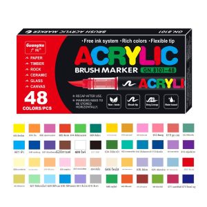 ปากกาหมึกอะคริลิกแบบที่ไหลได้ 8101 ของ Guangna ด้ามจับแบบนิ่ม สีขาว สำหรับนักศึกษาศิลปะ ดีไซน์การ์ตูน DIY วาดด้วยมือ รองรับการผสมสี