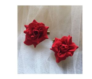 Ji Jingyi Snow Red Rose Flower Hair Clip Photography New Bride U-Shaped Hair Clamp Fresh out Fashionable Korean Style Hair Accessories