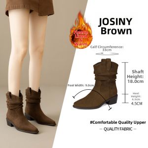 Josiny | Stacked Style Winter Mid-calf Boots Insulated