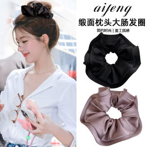 Silk Pillow Hair Ties Womens New Style Zhaolu Ear Mushroom Large Bow Hair Bands Ball Head Skins Bands Hair Accessories