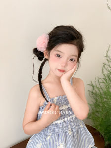 Sweet Fairy Atmosphere Flower Hair Clip Childrens Elegant Pink Ogees Net Gauze Shark Clamp Side Clip Fairy Tale Style