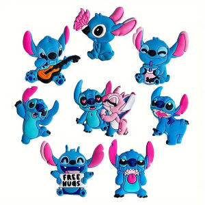 8PCS Stitch Shoe Buckles Cute Cartoon Pattern Shoe Charms Detachable Shoe Buckles Decorative Accessories