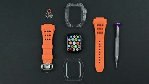 For apple watch Ultra 49mm Luxury Transparent Modification kit For apple watch Ultra 49mm Fluororubber Watchband Bracelet Smart watch band with Clean Case