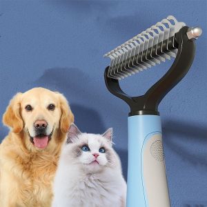 Stainless Steel Double-Sided Pet Grooming Brush - Hair Removal Comb Tangle-Removing Dog & Cat Hair Brush Essential Cat Grooming