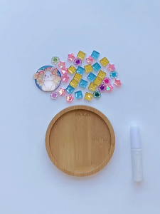 SG EmmAmy® DIY Wooden Cup Pad Glass Mosaic Tiles for Crafts Mixed Color Mosaic Kids Diy Kits