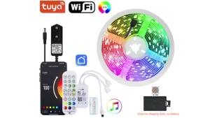 30M 12V Smart WiFi LED Strip Lights With Adapter APP Control Music Sync Remote LED Tape Lights Work With Alexa For Bedroom