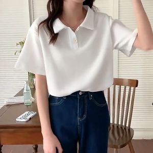 New White Short Sleeved Shirt T-shirt for Women Summer Comfortable Loose Top