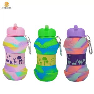 Bình Nước Gym Gấp Gọn Silicon 550ml Cao Cấp Cầm Tay Thông Minh Dễ Mang Đi Du Lịch Dã Ngoại