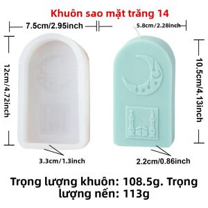 Khuôn Silicon Làm Nến Hình Trăng Khuyết Mandala 3D Dành Cho Lễ Eid Mubarak Ramadan Làm Đèn Lồng Thủ Công Quà Tặng Trang Trí Thạch Cao Hình Vòm