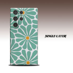 Mint Retro Daisy For Samsung Galaxy S26 S25 S24 A56 A36 Dual Layer Luxury Fashion Full Lens Protective Case