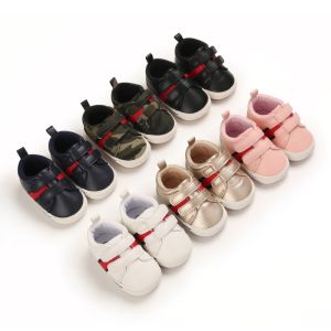 Baby Shoes Solid Color Boys And Girls Baby Sports Shoes Rubber Sole Non Slip Baby Shoes Soft Leather Flat Shoes Walking