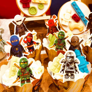 Phantom Ninja Paper Cup Edge Boys Birthday Cake Decoration Cartoon Figure Boys Birthday Party Supplies Props Decorations