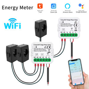 Tuya Smart WiFi Solar Power Energy Meter Bidirectional Current Transformer Clamp App Monitor Export Import Power 100-240V 1/2CH