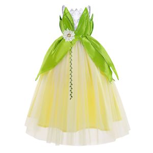 New Halloween Childrens Performance Costume Princess Tiana Frog Princess Dress Polyester Fiber 100% Female Childrens Wear