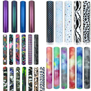 ม้วนพิมพ์ลายฟิล์มไวนิล TPU หลากสี50ซม. x 100ซม. เครื่องรีดผ้าด้วยความร้อนแบบรีดติดเสื้อ HTV อุปกรณ์ตกแต่งเสื้อผ้าแบบทำมือ