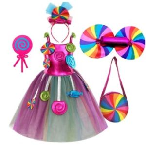 เล่นเด็กชูดนางฟ้าแฟนซีเทศกาลอมยิ้มเด็กผู้หญิงลูกอม Tutu ชุดเจ้าหญิงอมยิ้มวันเกิดสำหรับเด็กปาร์ตี้รูง