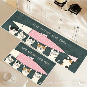 VIKAMA Cute Cartoon Animal Carpet Kitchen Non slip Washable Floor Mat Animal Printing Entrance Floor Mat Home Decoration