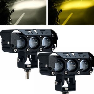 Spotlight Lampu Tembak Sorot Laser LED Foglamp SQL 3 Mata Waterproof Univesal Putih Kuning 12-24V Lampu Tembak  Mobil Dan Motor