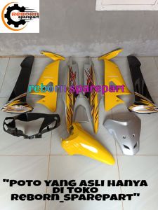 cover ful body halus Honda Supra fit X 2008 silver kuning plus striping - full body halus Honda Supra fit new / fit X silver kuning plus stripping
