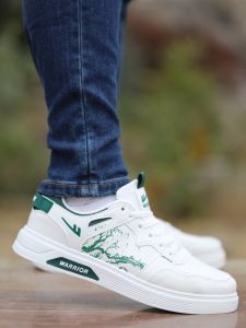 Mens Casual Sport Shoes Breathable Fashionable Leather Surface All-Match White Shoes Perforated Modern Mens Board Shoes