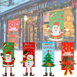 Merry Christmas Flags Hanging Flags Cloth Door Curtain Home Ornament Festival Decorations Banners