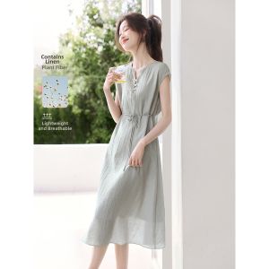 MOHANYIMEI | Summer Wearable Slim Fit Linen Dress