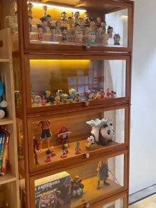 LACCOHUG Bamboo Display Cabinet 4/5 Layers Transparent Glass Acrylic Showcase Household Kabinet Pameran