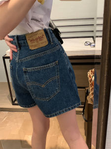 Retro Deep Blue เดนิม กางเกงขาสั้น ผู้หญิง ฤดูร้อน Wash High เอว หลวม ลำลอง ขากว้างตรงขนาดเล็ก ทรงเอ Hot กางเกง