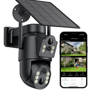 Camera WiFi Năng Lượng Mặt Trời 4K HD Ngoài Trời Có Pin Tích Hợp Ống Kính Kép Bảo Mật 2K Giám Sát Video Không Dây Camera Quan Sát iCSee