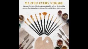 10Pcs Colorful Plastic Brushes & Wooden Palette Set Acrylic Watercolor Oil Painting Kit for Beginners