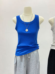 เสื้อกั๊กแขนกุดทรงเข้ารูปคอวีสำหรับผู้หญิง ทรงเข้ารูป แขนกุด คอวี ทรงเข้ารูป เสื้อกั๊ก ผ้าฝ้ายผสมโพลีเอสเตอร์ ฤดูร้อน 2024