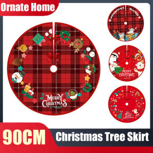 90CM Christmas Tree Skirt Carpet Floor Mat Outdoor Blanket Xmas Floor Mat Cover Home Party New Year Decoration