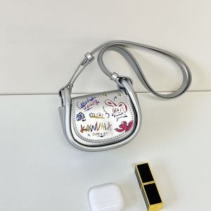 Mini Graffiti Shoulder Bag Womens Summer Silver Saddle Bag Single Shoulder Crossbody Bag High-End Feelings Lipstick Bag