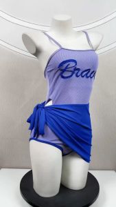 ชุดว่ายน้ำวันพีช ชุดเดินชายทะเล ชุดบอดี้สูทสายเดี่ยว ชุดเว้าด้านข้าง สายเดี่ยวปรับได้ มีผ้าคลุมเอว เนื้อผ้าดียืดหยุ่น