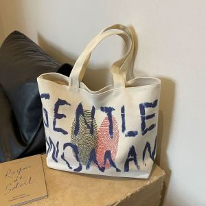 Large Capacity Canvas Tote Bag Womens 2025 New Style Japanese Cartoon Single Shoulder Handbag Mommy Bag Soft Zipper Closure