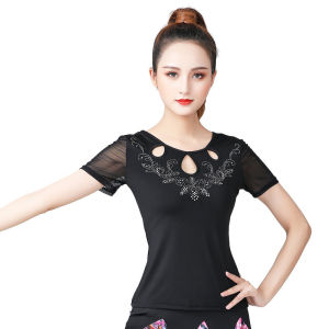 สุภาพสตรีใหม่ลาตินเต้นรำแขนสั้นด้านบนแสดงการแข่งขันการเต้นรำที่ทันสมัยมาตรฐานแห่งชาติเต้นรำแขนสั้นด้านบน