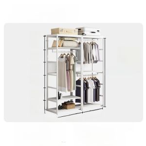 Modern Simplicity Open-Style Metal Wardrobe Closet Iron Art Floor-Standing Rack Multi-Functional Home Furniture for Adults