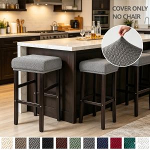 Elastic Rectangle Bar Stool Covers Soft Jacquard Stool Cover Counter Stool Cover Washable Bar Stool Seat Covers Chair Seat Cover