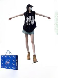 NASA Womens Loose Fit Cotton Tank Top Summer Style 2024 New Design Sling Type Casual Sport Shirt Perfect for 18-24 Years Old