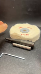 หัวดูดสว่านหัวต่อสว่านขัดเงา+ล้อผ้าด้ายดิบ4นิ้ว สำหรับปัดเงาใช้กับไขปลาวาฬเคเจปัดเงาโลหะได้เงา