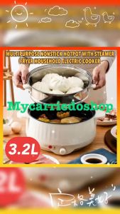 3.2L MULTIPURPOSE NONSTICK COOKER HOT POT WITH STEAMER STEAMER FRYER HOUSEHOLD ELECTRIC COOKER 22CM