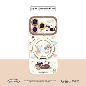 Asina | Cute Dachshund Themed Magnetic Phone Case with Kickstand Liquid Silicone