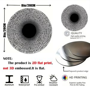 CIFBUY Modern Creative Black Hole Aluminum Wall Art 8x8in Waterproof Durable Decor For Home Yard Garage Studio Cafe Bar Florist