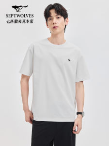 3A Antibacterial Cool Feeling Seven Wolf Loose Short Sleeve round Neck T-Shirt Casual Versatile Fashionable Mens Summer New Arrival