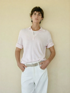 edition | Summer New Hemp Polo Collar Knitted Top