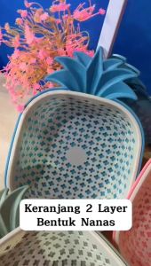 Drain Basket Bentuk Nanas 2 Layer Baskom Keranjang Saringan Peniris Cuci Buah Sayur Drain Basket Double Layer Wadah Perlengkapan Dapur Serbaguna - FR Gallery