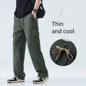 Wide Legs Workwear Pants Men Summer Refrigerator Pants Tactical Boots Man Clothes Outdoor Student Straight Tube Mens Jeans Pant