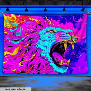 VIKAMA Neon Art Bohemian Lion Tapestry Phòng Ngủ Sống Động Phòng Khách Tính Năng Trang Trí Tường Vải Polyester Thiết Kế Scandinavia